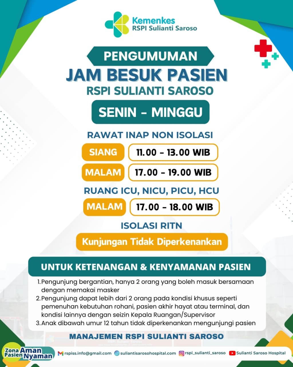 jam besuk pasien rspi sulianti saroso oktober 2025